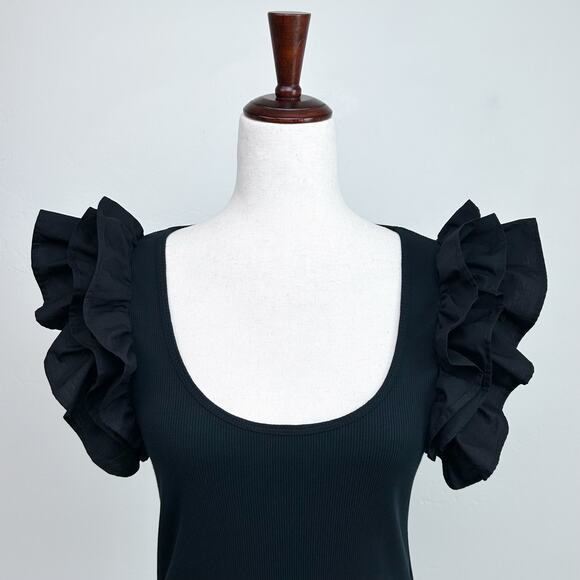 Ulla Johnson Black Ruffle Sleeve Blouse - Picture 4 of 10